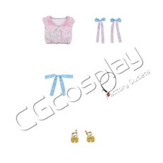 画像4: プロジェクトセカイ カラフルステージ！ feat. 初音ミク　桃井愛莉　たっぷりリボンといちごのワンピ　feat.マイメロディ　サンリオコラボ　コスプレ衣装 (4)